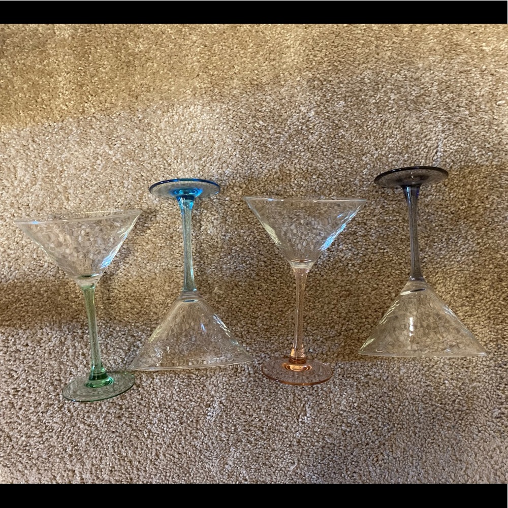 Set of 4 Multi-Colored Martini Glasses - Picture 4 of 8